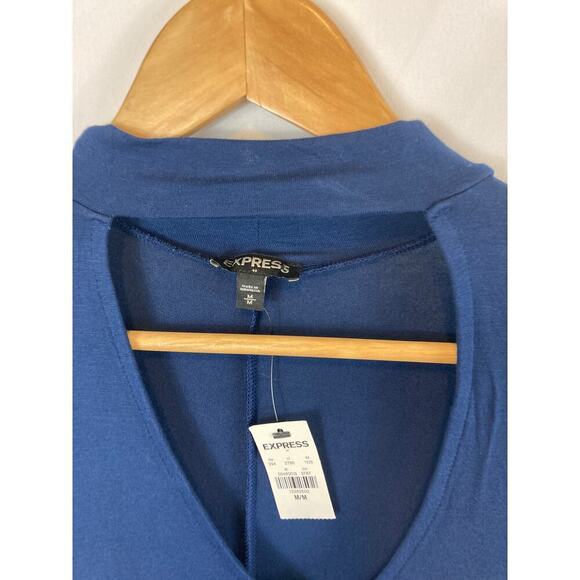 NWT Express Open Chest Long Sleeve Blue Dress Size Medium - Picture 2 of 5